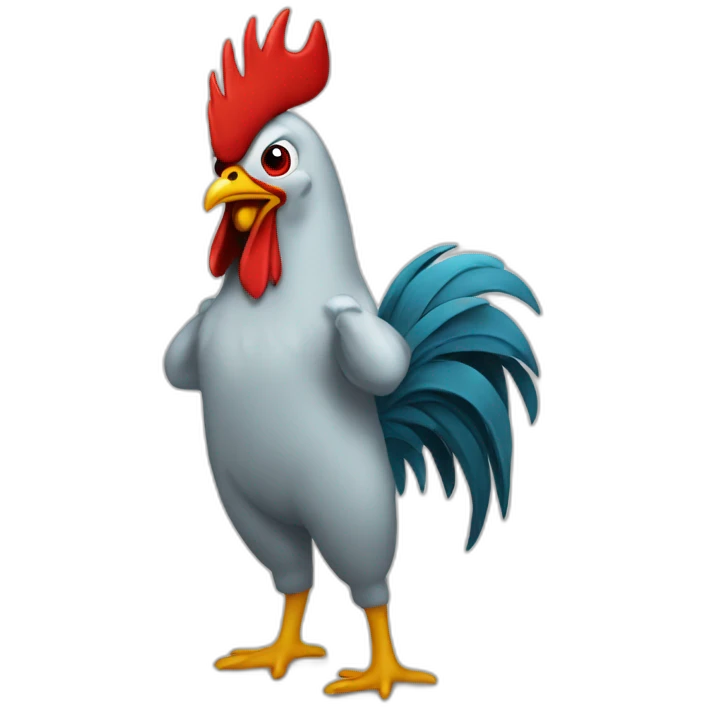 rooster in shark-onesie emoji