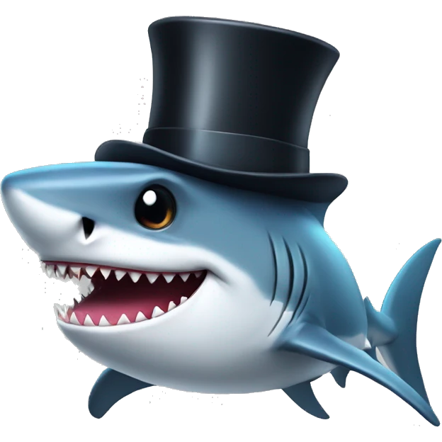Shark with a top hat emoji