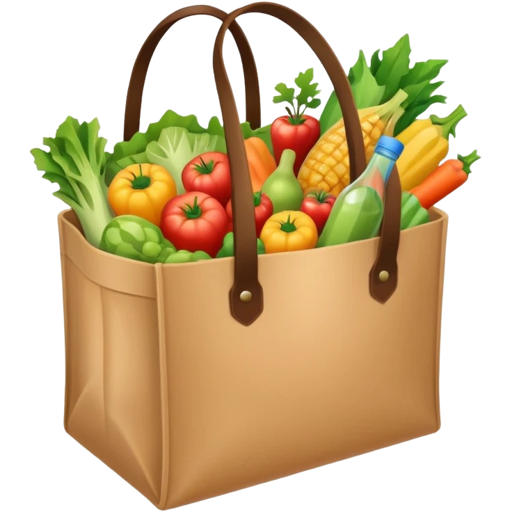 cartoon market bag. top view emoji