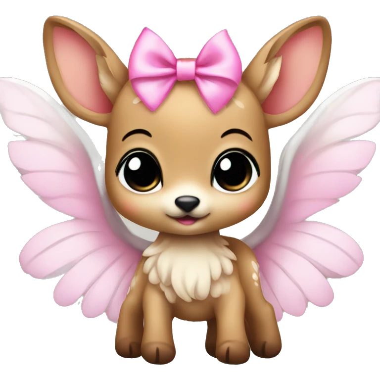 Baby fawn with pink bow and angel wings emoji