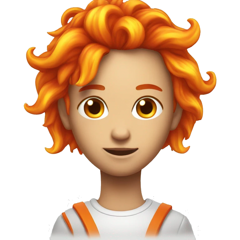 A face player with fire hair  with face only, pearl white background  emoji