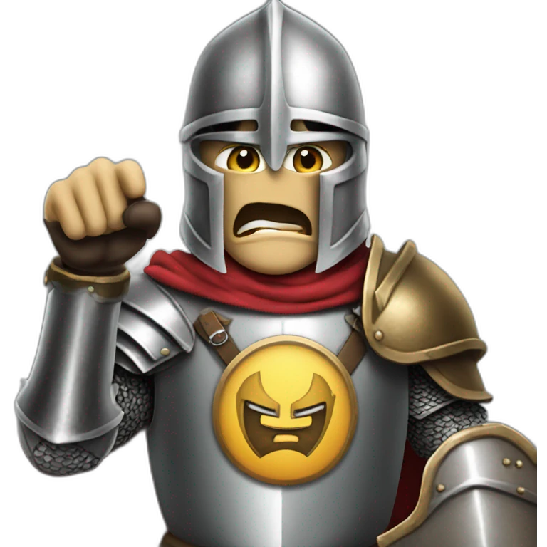 Angry knight pointing at the viewer saying "bonne visite" emoji