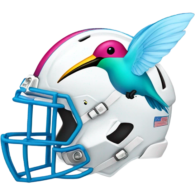 sky blue football helmet with hummingbird logo emoji