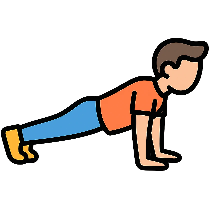 man doing pushups, color outline icon style emoji