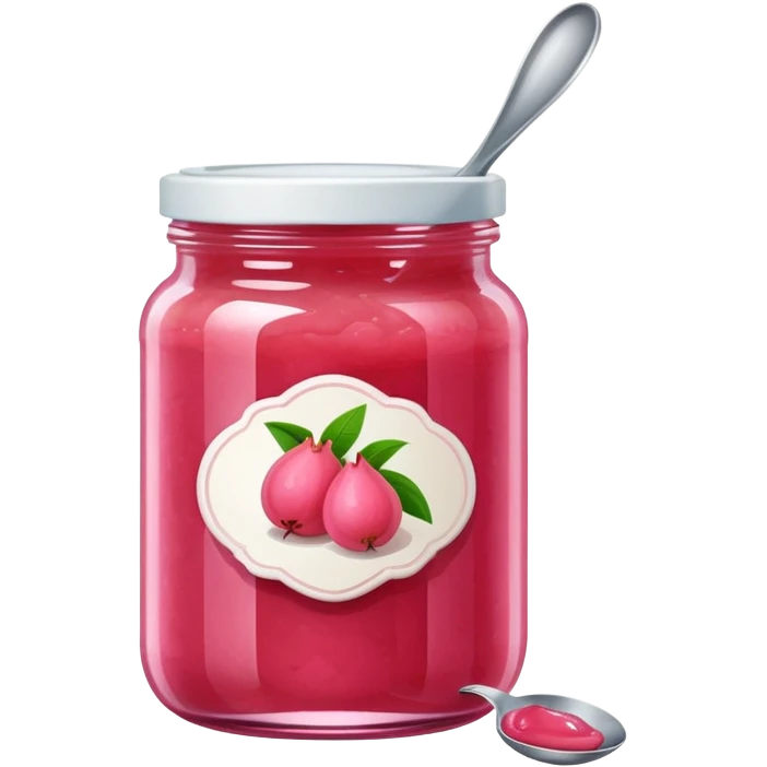 Guava jam in a jar with a spoon emoji