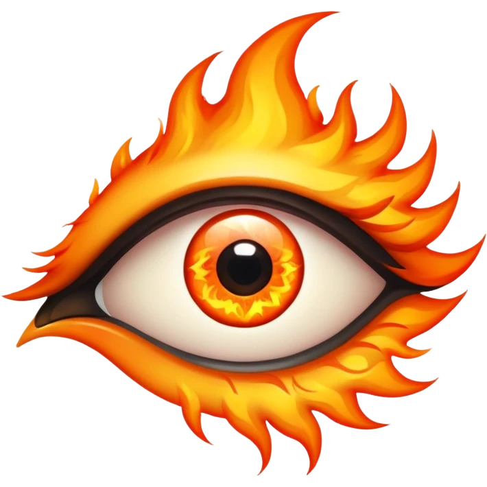 An eye made of fire with a long narrow black pupil emoji