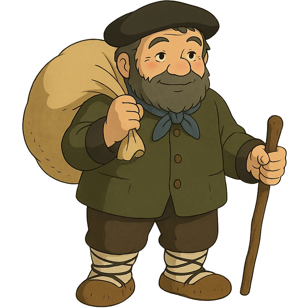 Ghibli style illustration of Basque mythological creature Olentzero emoji