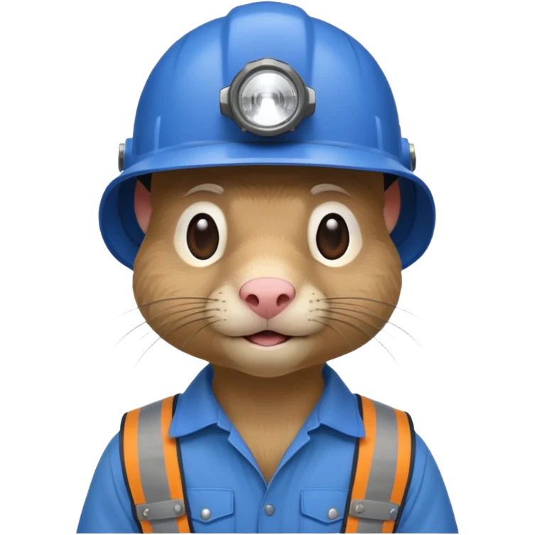a mole rat, blue helmet, headlamp, worker cloth emoji