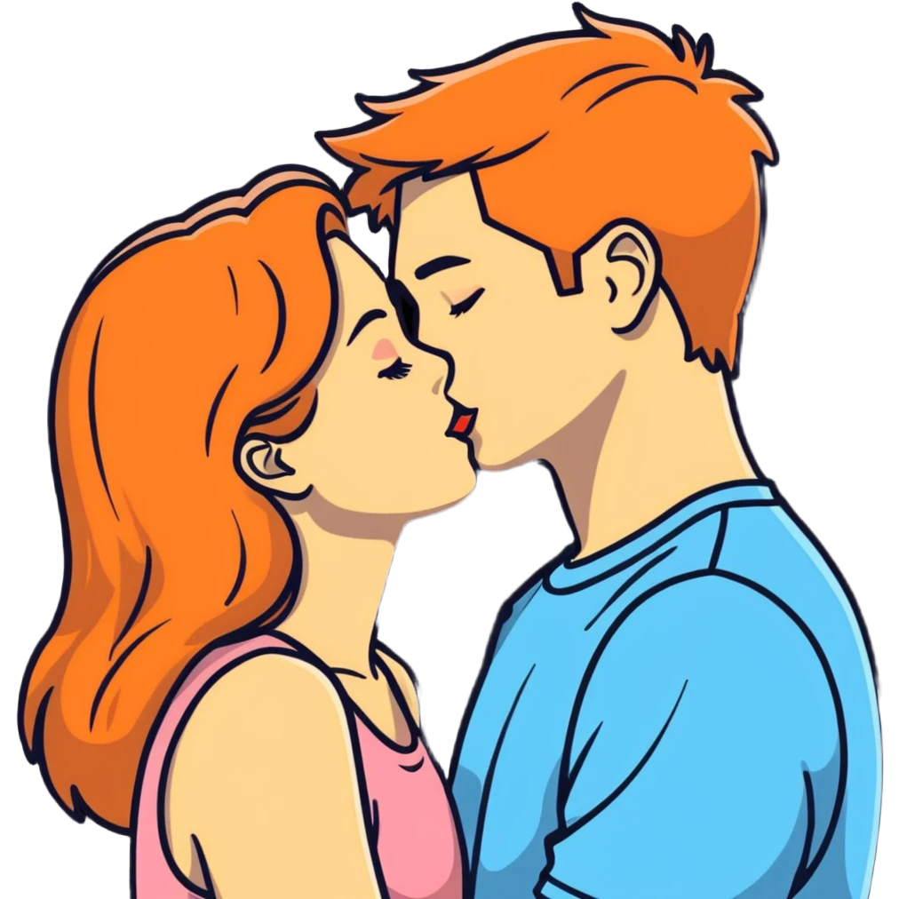 Girl kissing her boyfriend emoji