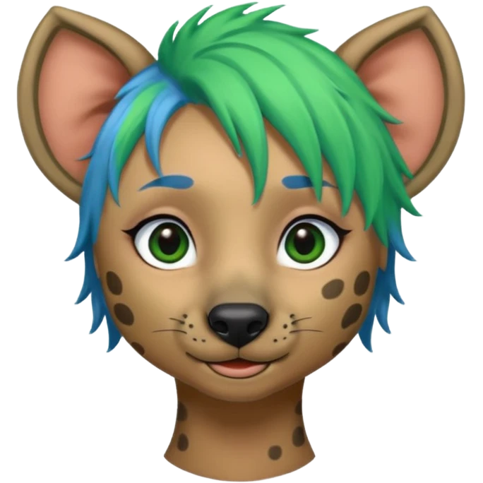 hyena with feminine  blue and green hair emoji