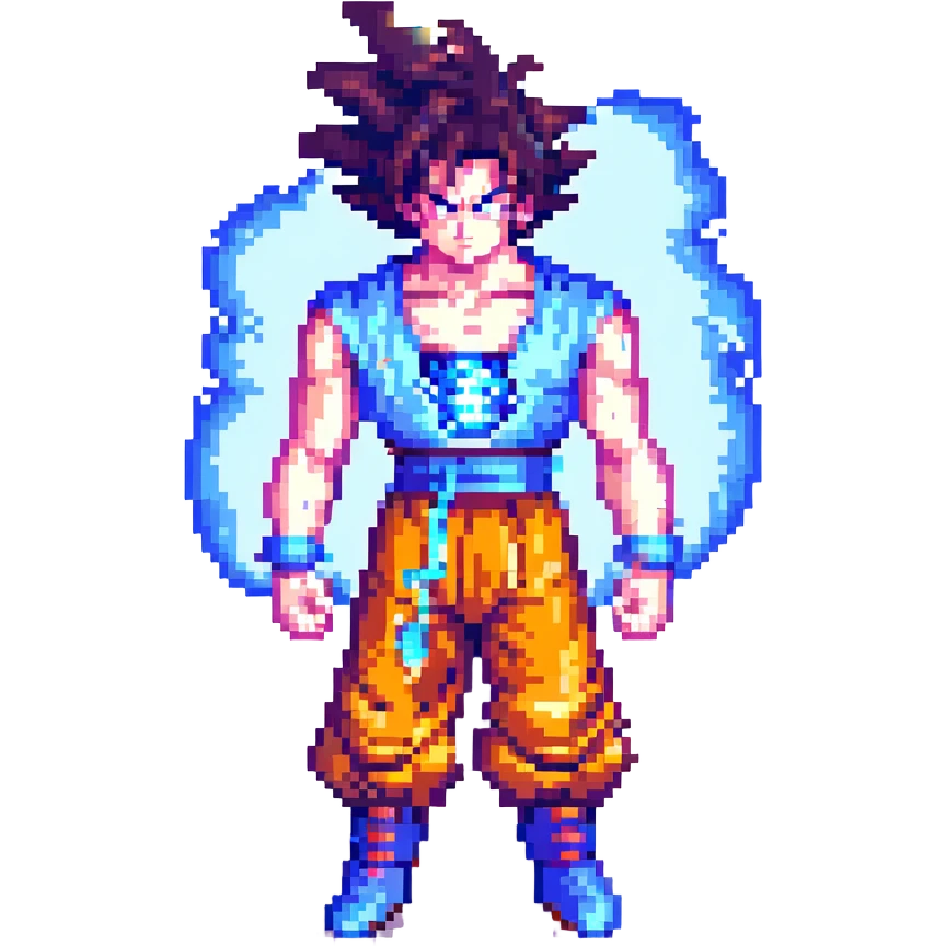 Goku in God mode, glowing blue aura emoji