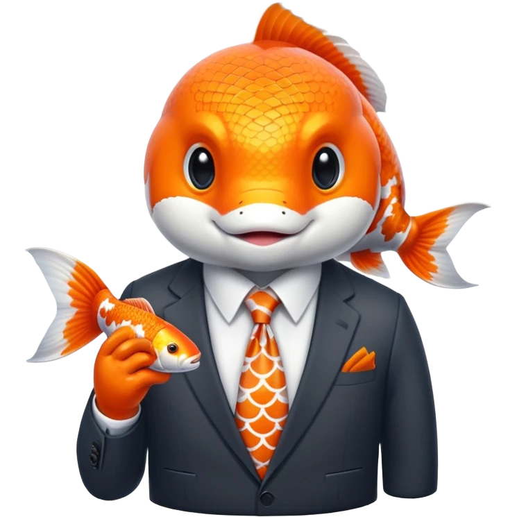 koi fish wearing business suit emoji