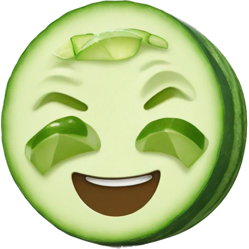 A relaxed smiley with cucumber slices on eyes emoji