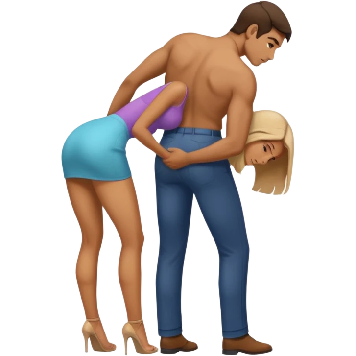 Woman bent over man from behind emoji