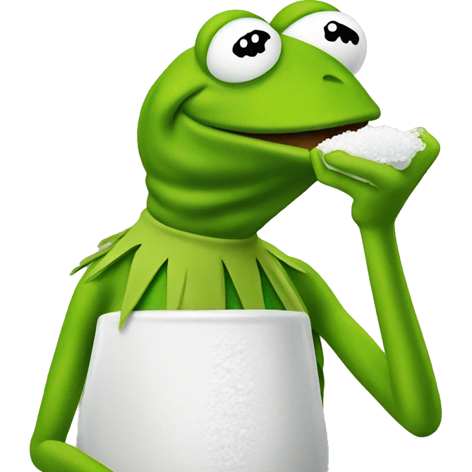 Kermit the frog sniffing salt emoji