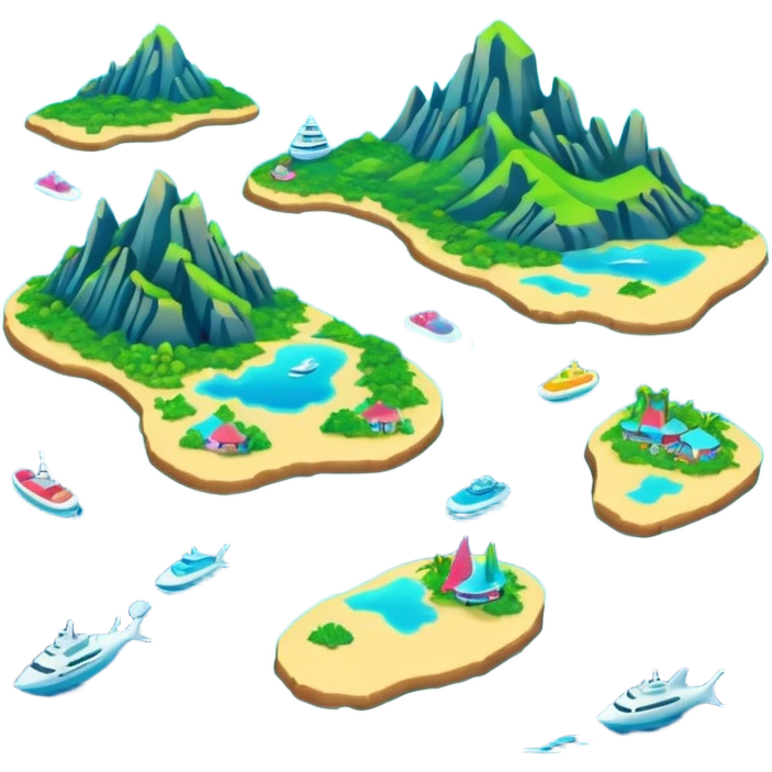 futuristic sea map with islands and a route  emoji