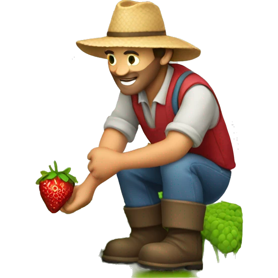 a farmer picking strawberried  emoji