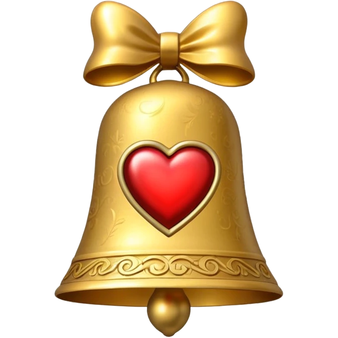 heart on gold Christmas bell emoji