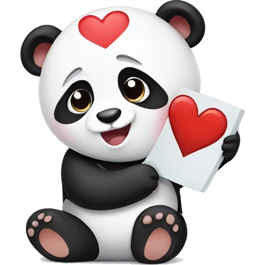 cut panda holding heart emoji