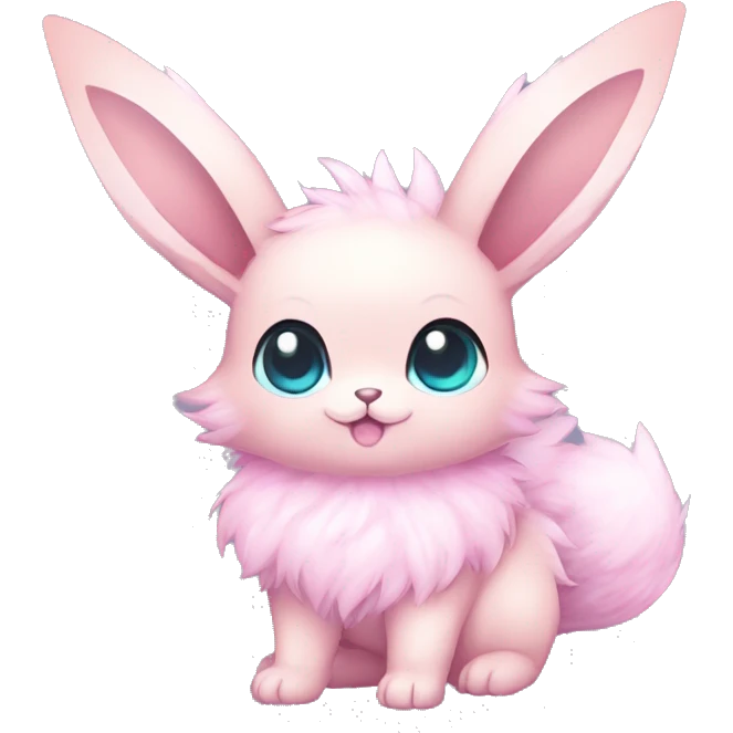 Kawaii Pastel Cotton-Candy-Colored Eeveelution-Cute-puppy-Bunny-Pokémon-fusion full body emoji