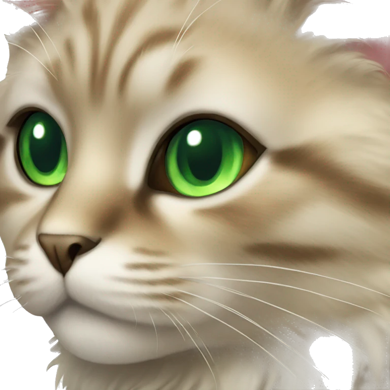 fluffy cat with green eyes emoji