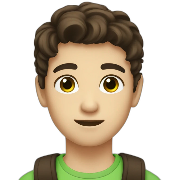 Boy green eyes and dark brown hair  emoji