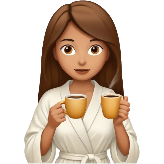 A woman in her robe drinking coffee emoji