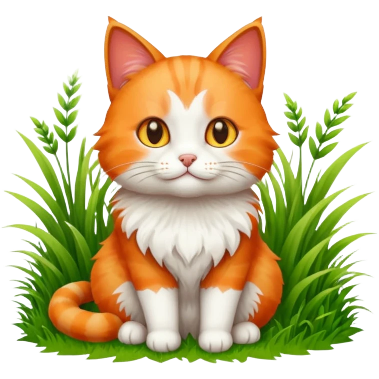 cat sitting in grass emoji