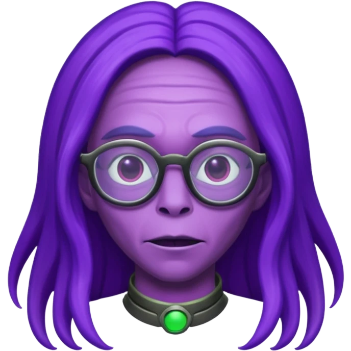 long-haired alien with glasses, purple skin emoji