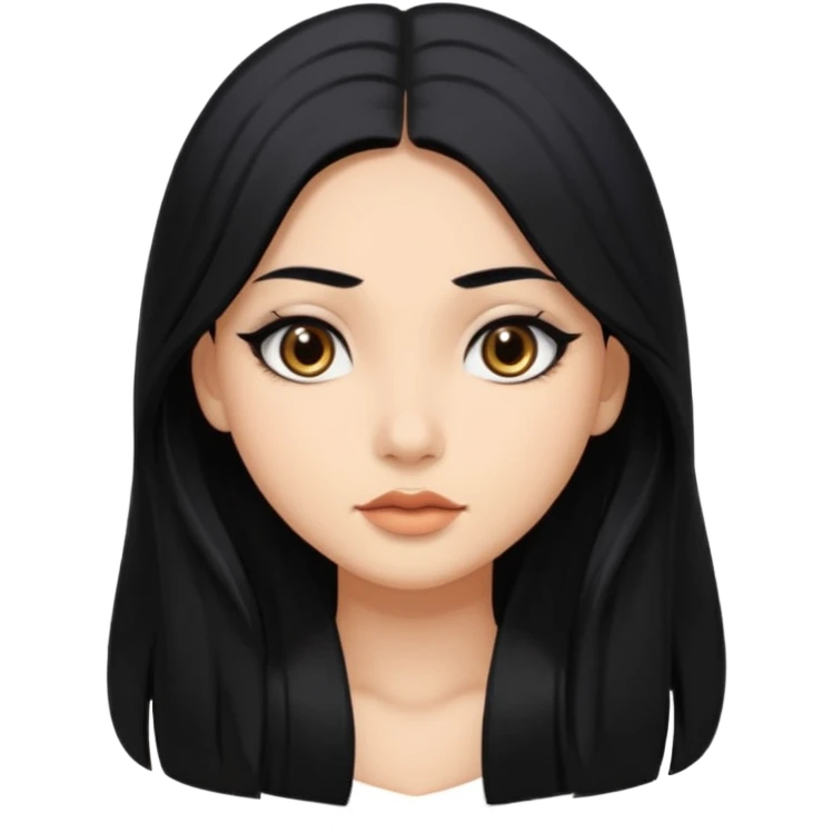 A Morena baddie with long black hair and small eyes  emoji