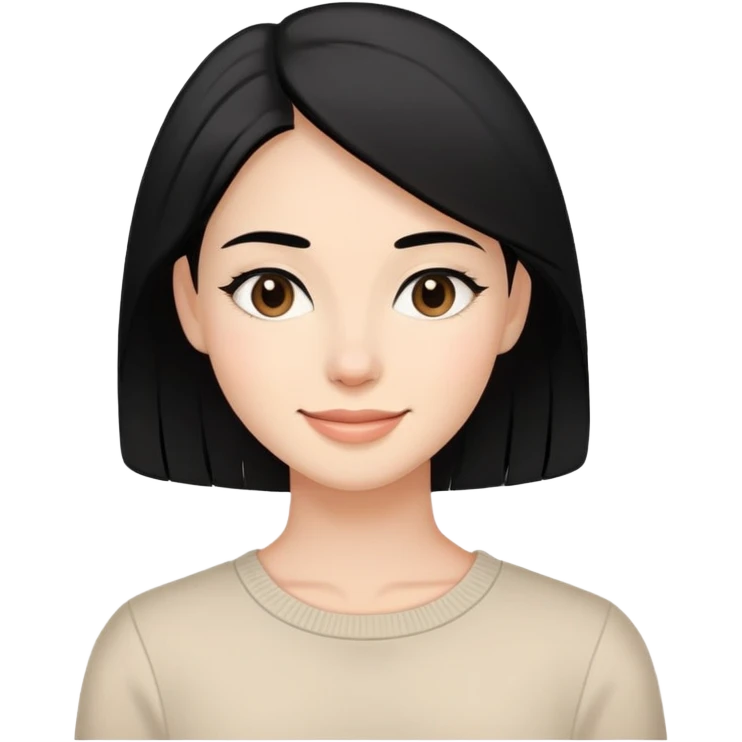 maman solo, femme avec cheveux noirs, sourire doux, style simple, fond neutre emoji