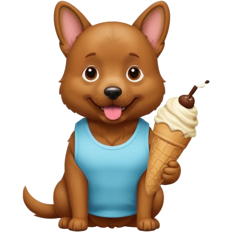 Dog eating an ice cream whiling wearing a tank top  emoji
