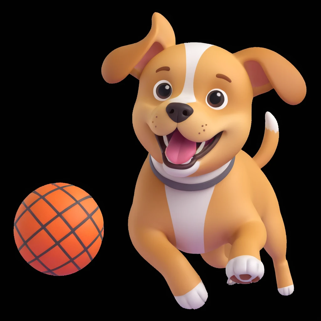 dog chasing ball in forrest, close up pose emoji