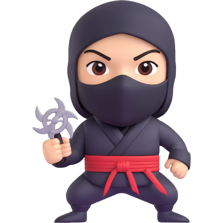 happy ninja, winking, holding a shuriken emoji