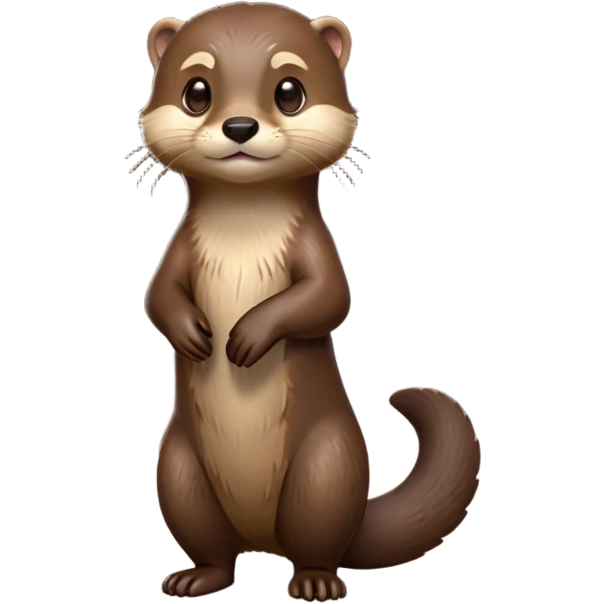 cinematic-noble [otter]-realistic-full-body-standing-emoji,-tail-tucked-close,-head-tilted-dramatically,-sleek-[brown]-fur,-simplified-yet-realistic-focused-features,-highly-detailed,-glowing-with-an-almost-sarcastic-glow  expressive eyes emoji