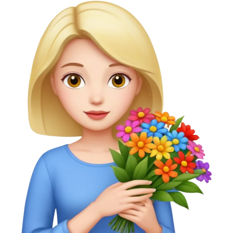 woman holding a bouquet of flowers
 emoji