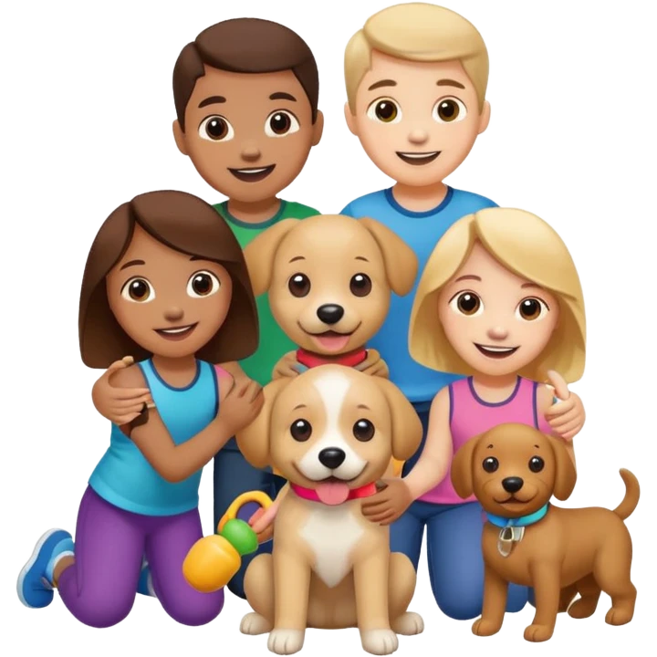 children with dog toys emoji