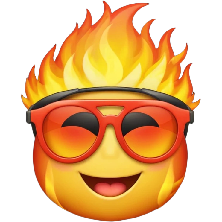 Make a fire emoji with sunglasses emoji
