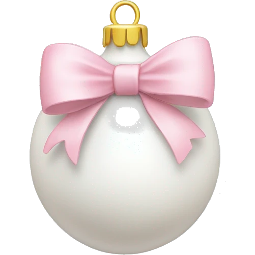 Plain White Christmas ornament with a light pink bow on top emoji
