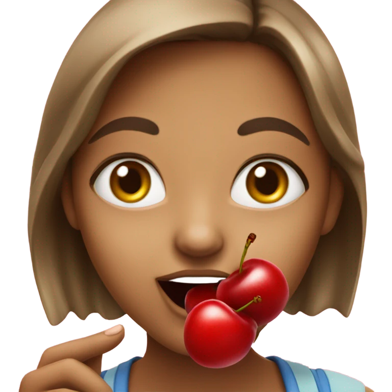 girl eating cherries  emoji