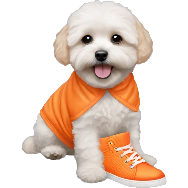 neon orange shoes on a maltipoo emoji