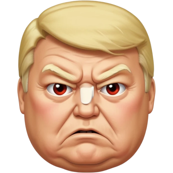uSE THIS AS A REFERENCE PICTURE TO CREATE AN ANGRY, ELDERLY, OBESEB DONALD TRUMP EMOJI, FROM AN ISOMETRIC OVERHEAD ANGLE emoji