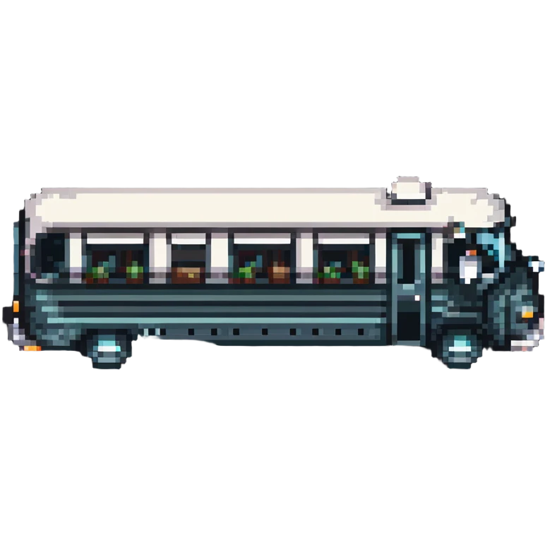 vintage greyhound coach bus from 1950s, pixel art style emoji