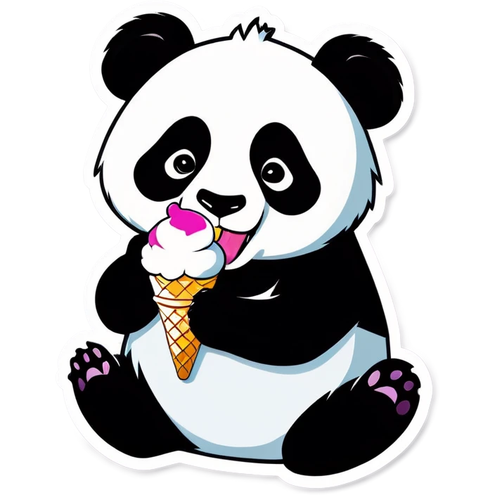 Panda eating ice cream emoji