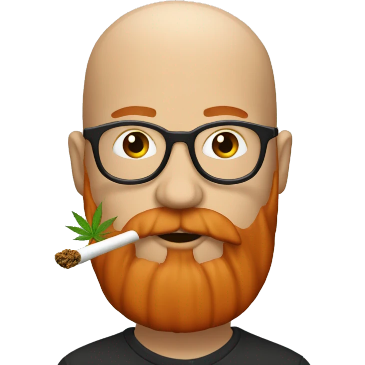 Emoji weed smoker with bald head and red beard emoji