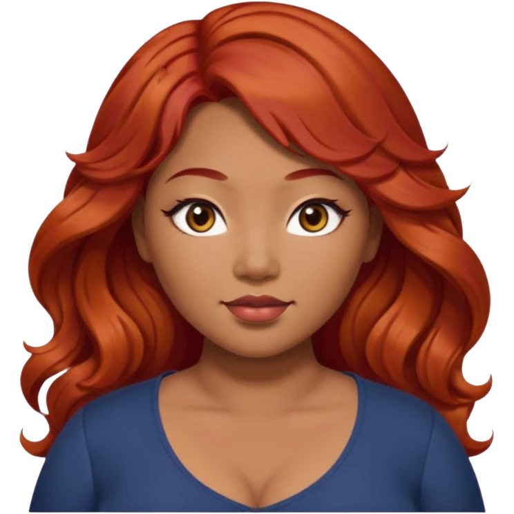 Plus size red hair brown face small eyes long hair Asian eyes small eyes wavy hair emoji