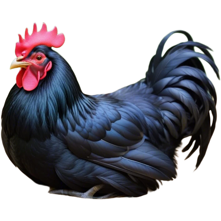 Meme-Worthy Cute Sleeping Black Rooster Portrait Emoji, Head resting peacefully with a contented smile, showcasing a robust build and a luxuriously soft pure black plumage, eyes shut in a serene, restful nap, Simplified yet hilariously adorable features, highly detailed, glowing with a soft, drowsy light, high shine, relaxed and utterly lovable, stylized with an air of playful laziness, bright and heartwarming, soft glowing outline, capturing the essence of a comically sleepy rooster, so meme-worthy it feels like it could instantly become the next viral sensation of adorable slumber! emoji