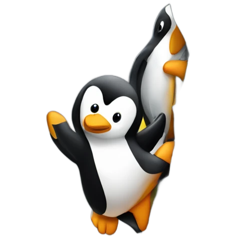 Penguin rock climbing emoji