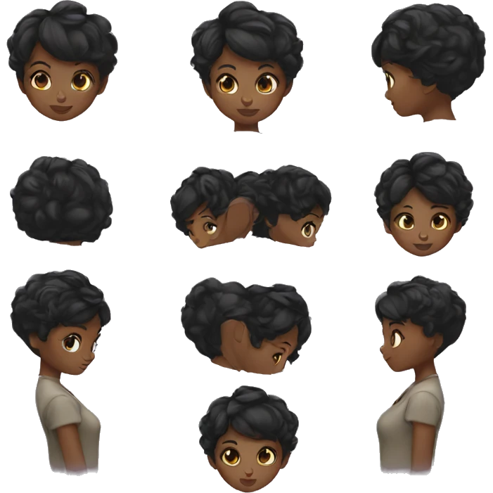 1 black girl short hair emoji