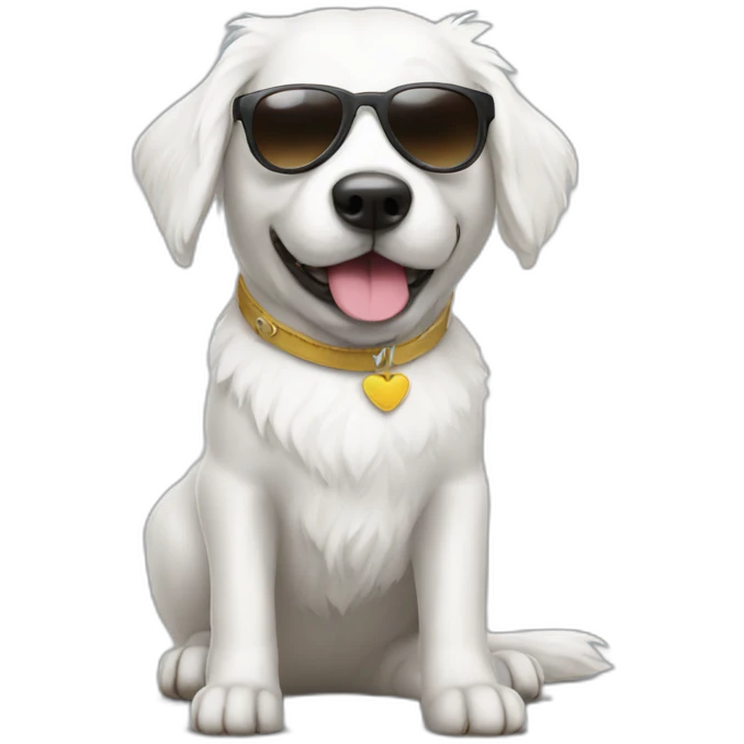 white dog with sunglasses and costume  emoji